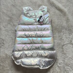 Dog Puffer Jacket in Iridescent White Fab Dog size XL